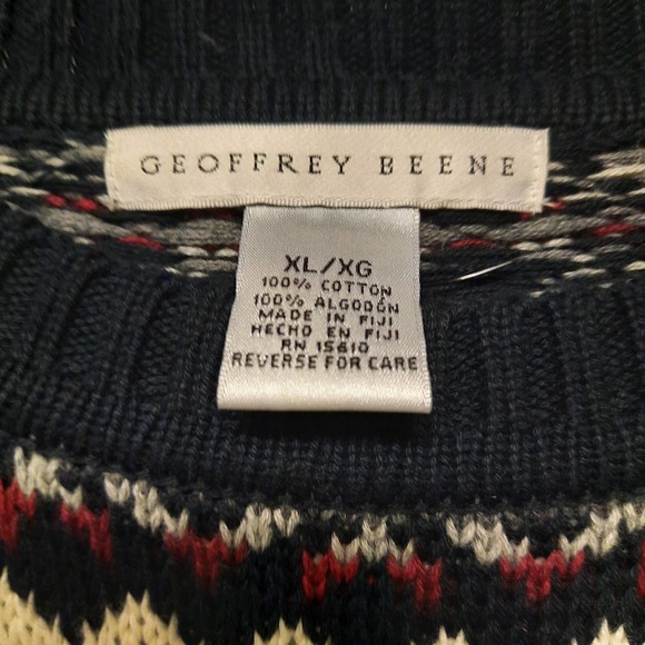 VTG GEOFFREY BEENE MENS XL WINTER HOLIDAY GOLF KNIT MULTICOLOR PULLOVER SWEATER - Picture 6 of 7